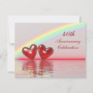 Invitación Corazones de rubí a 40 años