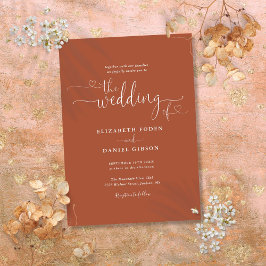 Invitación Corazones de Terracota Elegantes Caligrafía Boda