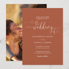 Invitación Corazones de Terracota Elegantes Fotografía Boda c