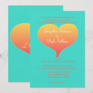 Invitación Corazones de Turquesa en el Atardecer
