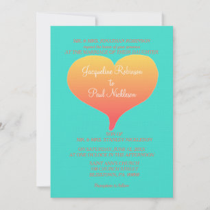 Invitación Corazones de Turquesa en el Atardecer