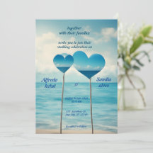 corazones de verano playa océano azul boda