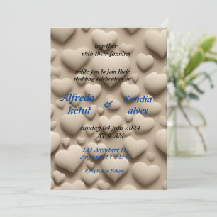 Invitación corazones de verano playa océano azul boda