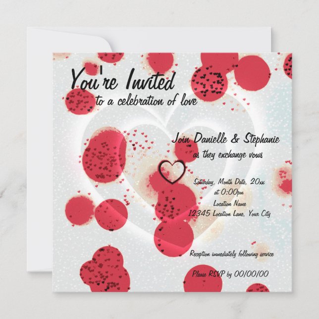 Invitación Corazones dispersos (Anverso)