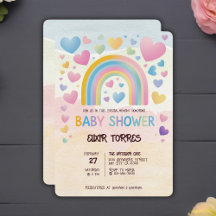 Corazones divertidos y Baby Shower arcoiris