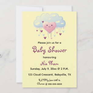 Invitación Corazones editables y Baby Shower en la nube