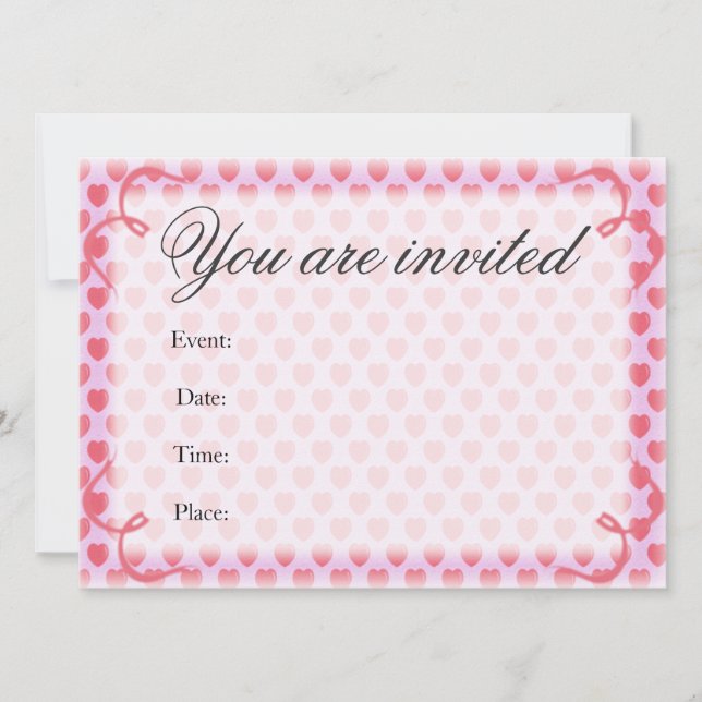 Invitación Corazones elegantes (Anverso)