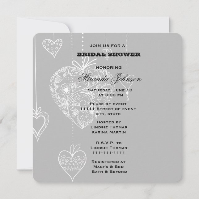 Invitación Corazones elegantes (Anverso)
