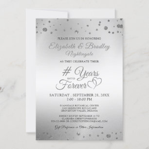 Invitación Corazones Elegantes de Aniversario AÑOS HACIA LA E