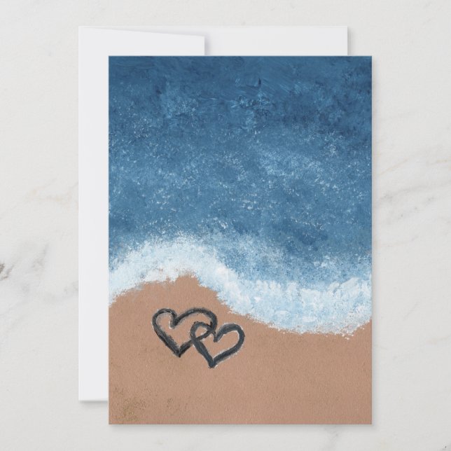 Invitación Corazones en la Arena (Anverso)