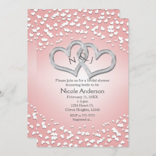 Invitación Corazones entrelazados de color rosa blanco invita