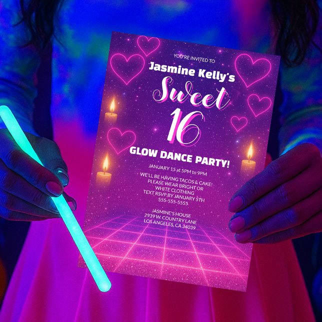 Invitación Corazones Fiesta rosa y morado dulce 16 (Subido por el creador)