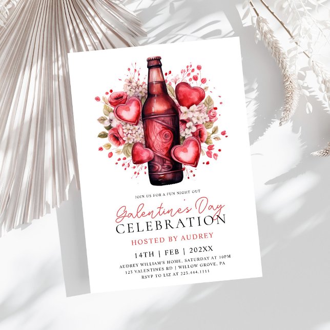 Invitación Corazones florales modernos son el Fiesta del Día  (Subido por el creador)