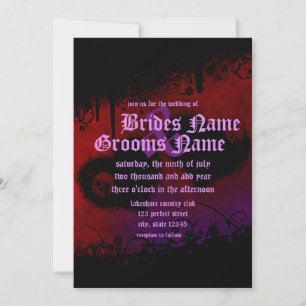 Invitación Corazones góticos y Boda del cráneo