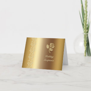 Invitación Corazones impresos en oro falso y respuesta de bod