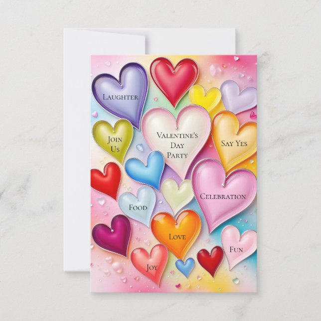 Invitación Corazones juguetones (Anverso)