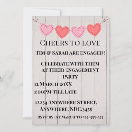 Invitación Corazones Lindos en Fondo de Madera Blanco