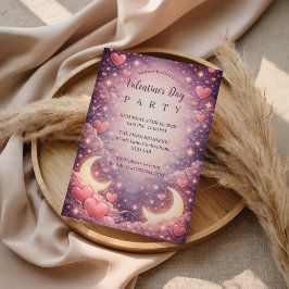 Invitación Corazones Lunares Celestiales San Valentín