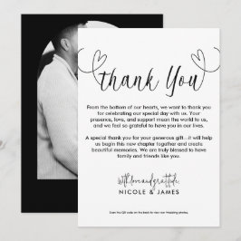 Invitación Corazones Modernos Negro y Blanco Minimalista Grac