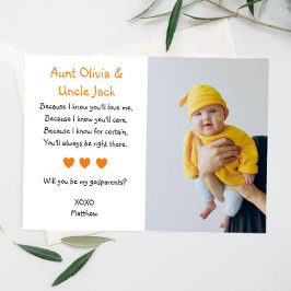 Invitación Corazones naranjas serán mis padrinos con foto