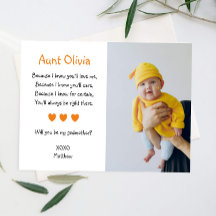 Corazones naranjas Serás Mi Foto De Madrina