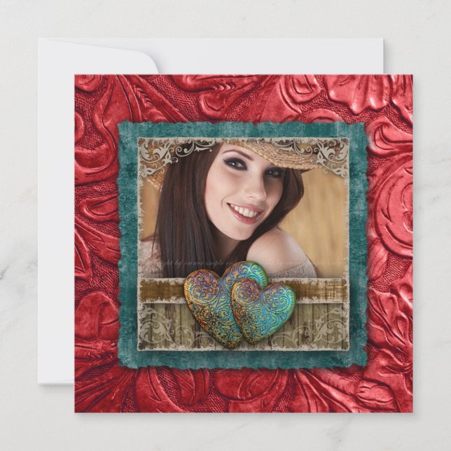 Invitación Corazones occidentales de la foto de Guay del (Anverso)