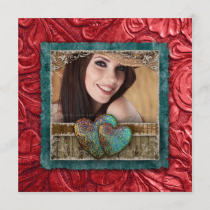 Invitación Corazones occidentales de la foto de Guay del