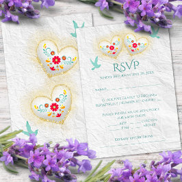 Invitación Corazones Pastel mexicanos Flores Doves