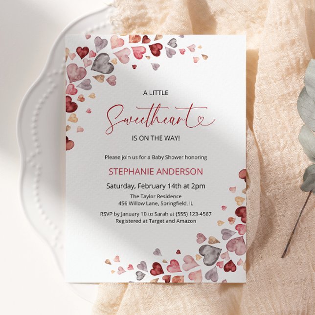 Invitación Corazones Pequeño Chica Baby Shower (Subido por el creador)