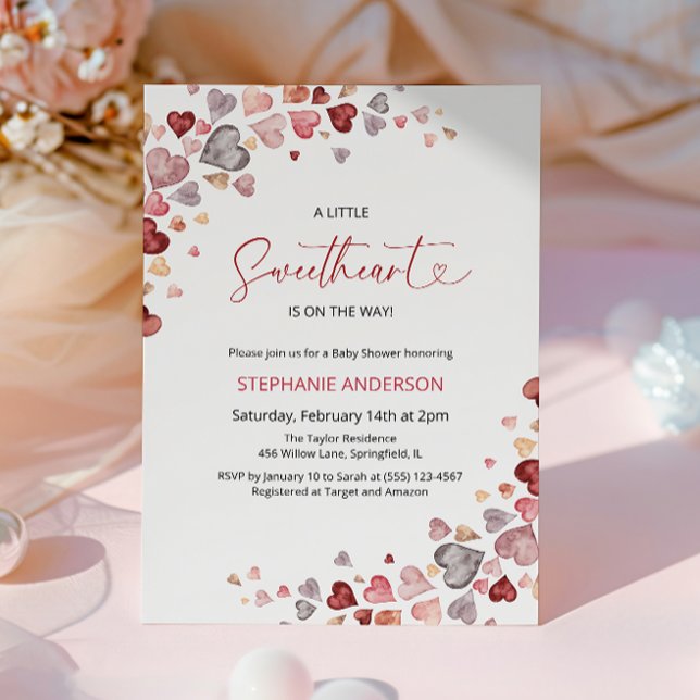 Invitación Corazones Pequeño Chica Baby Shower (Subido por el creador)