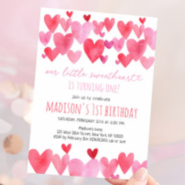 Invitación Corazones Pequeño Querido Primer Cumpleaños