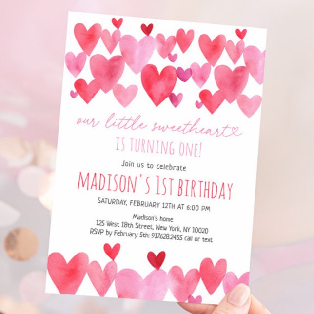 Invitación Corazones Pequeño Querido Primer Cumpleaños (Subido por el creador)
