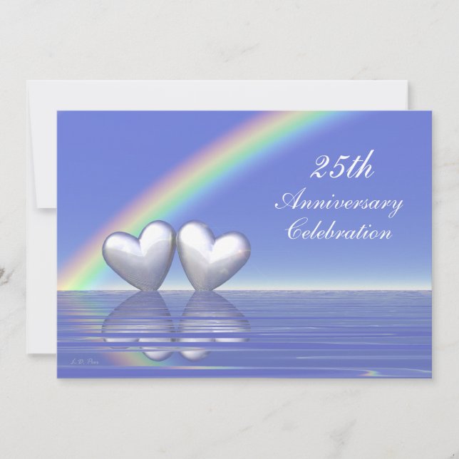 Invitación Corazones plateados de 25 años (Anverso)