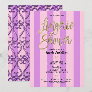Invitación Corazones retorcidos rosa púrpura Lingerie Chic pa
