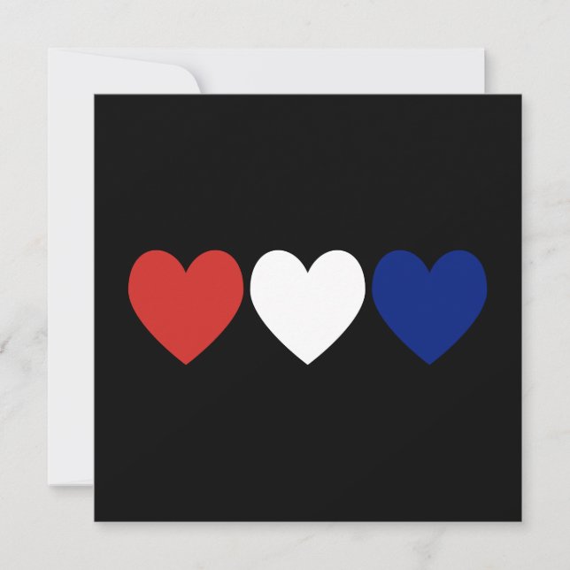 Invitación Corazones Rojos Blancos y Azules (Anverso)
