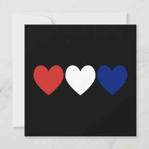 Invitación Corazones Rojos Blancos y Azules
