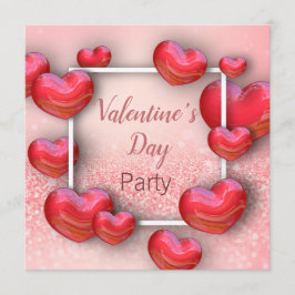 Invitación Corazones rojos del el día de San Valentín -