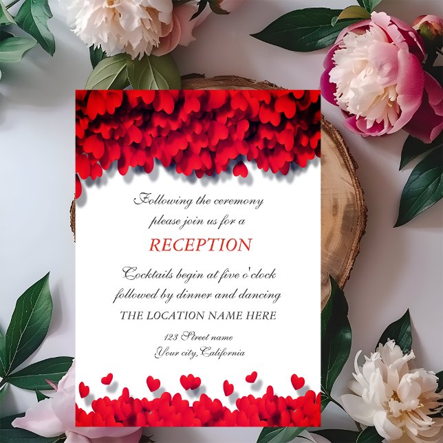 Invitación Corazones rojos elegantes Recepción   (Subido por el creador)