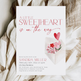 Invitación Corazones rojos Valentine Baby Shower Love Post