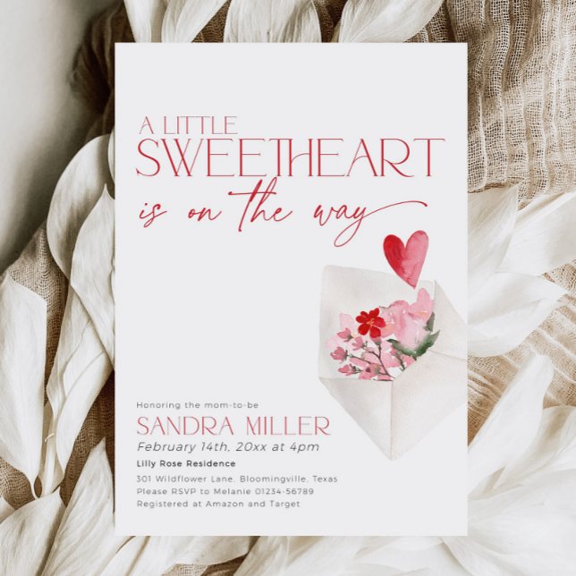 Invitación Corazones rojos Valentine Baby Shower Love Post (Subido por el creador)