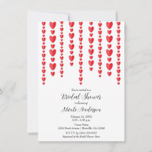 Invitación Corazones rojos Valentine Bridal Shower