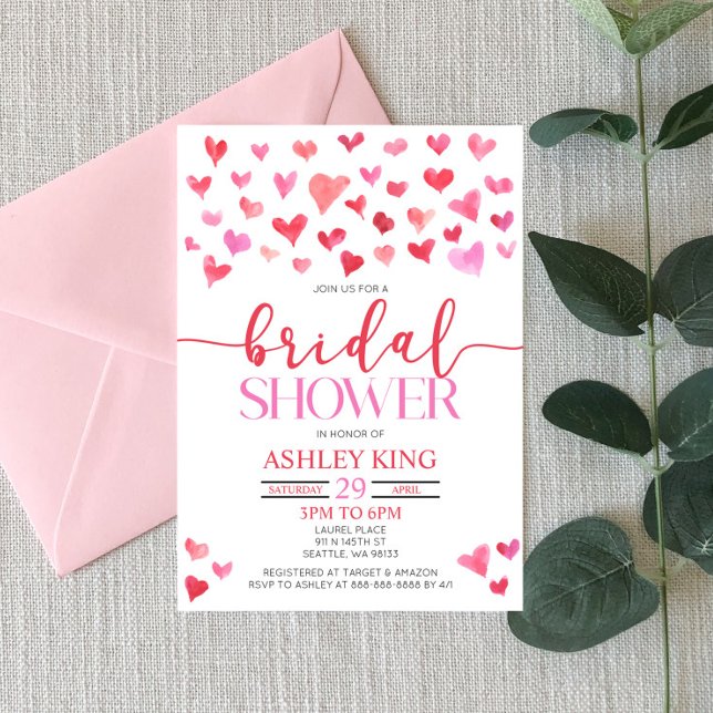 Invitación Corazones rojos Valentine Bridal Shower (Subido por el creador)