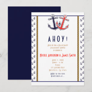 Invitación Corazones Rojos y Azules Anclas Compromiso de Play