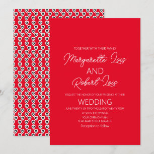 Invitación Corazones románticos boda rojo negro