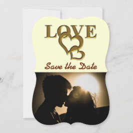 Invitación Corazones románticos de oro interbloqueados, foto,