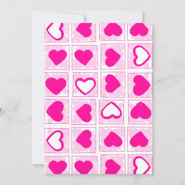 Invitación Corazones rosados aman XOXO  (Anverso)