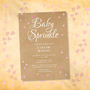 Invitación Corazones Rosados Bonitos Sprinkle Baby Shower Rús
