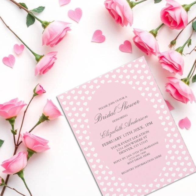 Invitación Corazones rosados Ducha de novias (Subido por el creador)