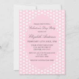Invitación Corazones rosados Fiesta del Día de Galentine