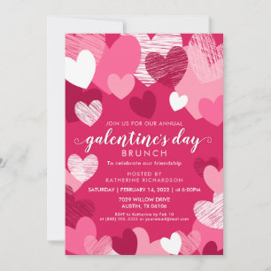 Invitación Corazones rosados personalizados Brunch del Día de